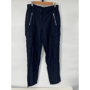 DKNY Navy Blue Cargo Pants Size 6 Zippers Pockets Casual Trousers